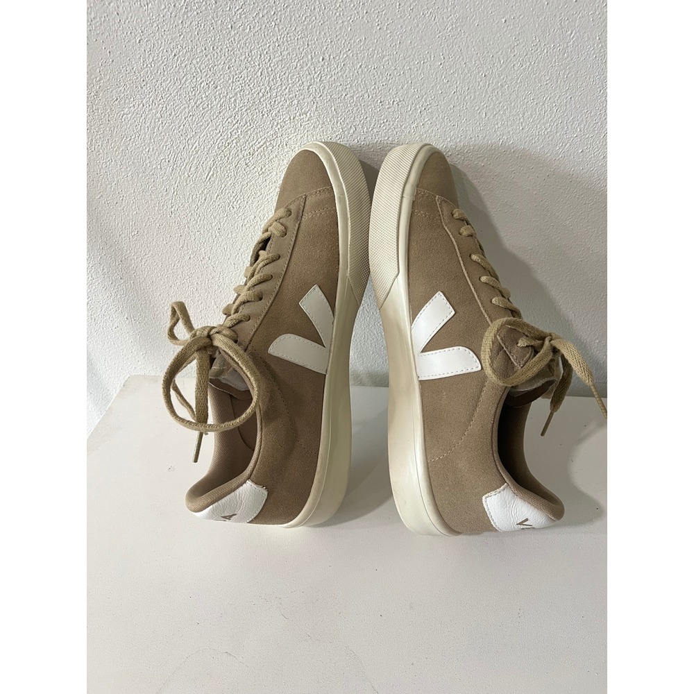 Veja Campo Suede Sneakers Tan White Low Top Lace Up Shoes Womens 10 - Picture 7 of 11